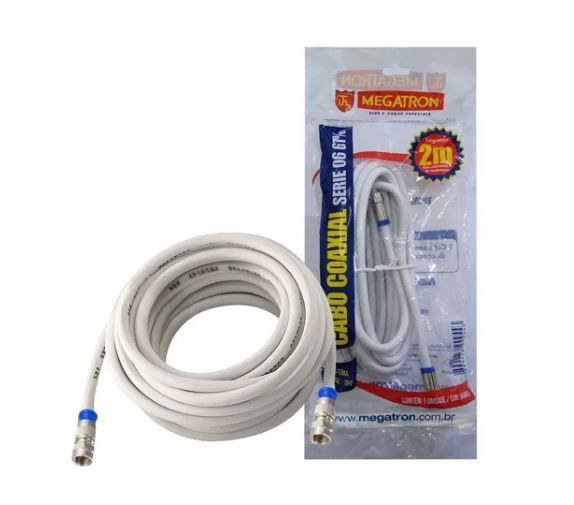 Cabo Coaxial 2 Metros Rg6 Com Conectores - Megatron