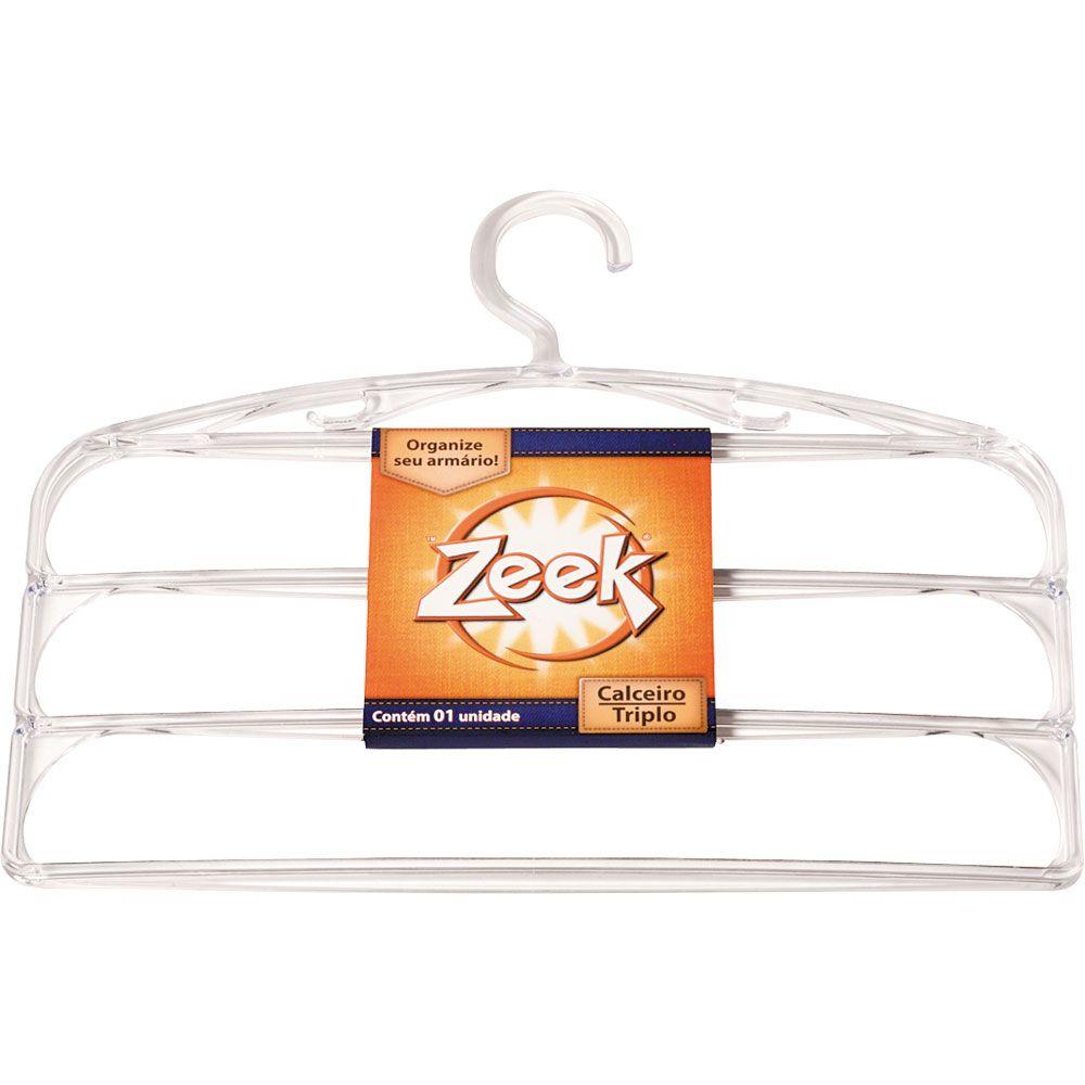 Cabide Zeek Triplo Cristal 01 Unidade - Zeek Utilidades