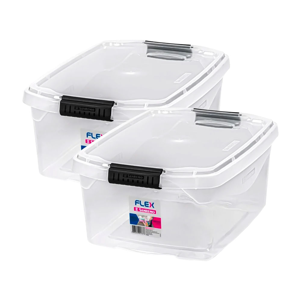 Kit 2 Caixas Organizadoras 6 Litros Tampa Com Travas Plástico Transparente SR901555 - Sanremo