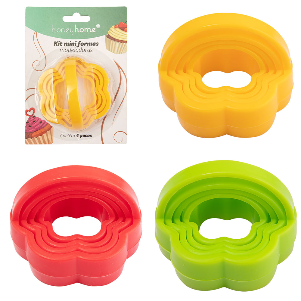 Kit 4 Mini Formas Modeladoras Para Massa de Biscoito Sortido LM3994CON - HoneyHome