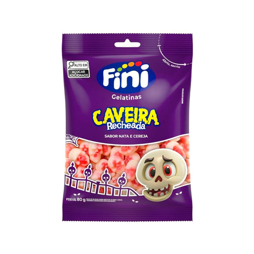 Bala Gelatina Caveira Recheada 80g 12221 - Fini