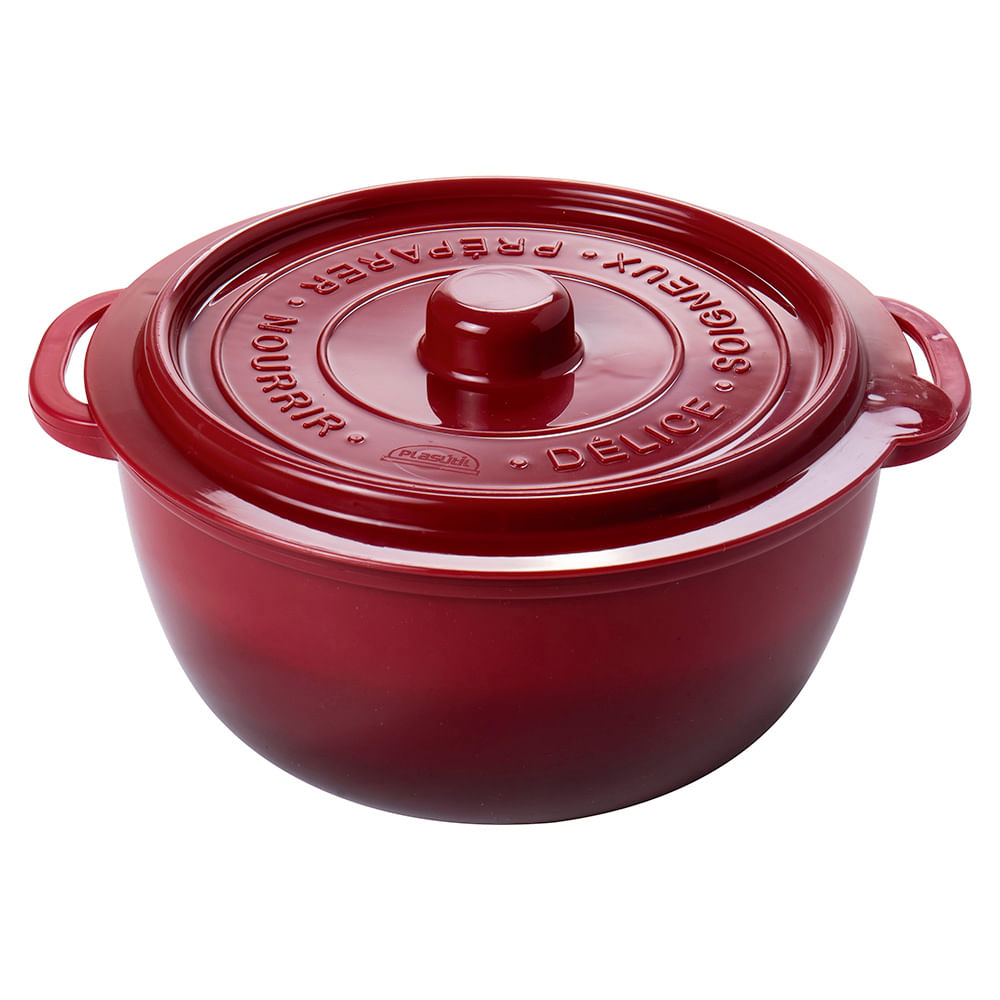 Pote Supreme Redondo Vermelho Cereja 950ml 18336 - Plasútil