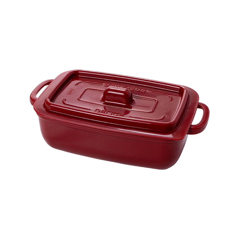 Pote Supreme Retangular Vermelho Cereja 450ml 18337 - Plasútil