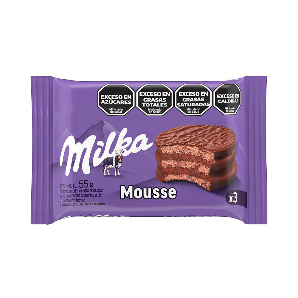Alfajor Mousse Chocolate Triplo 55g 92 - Milka